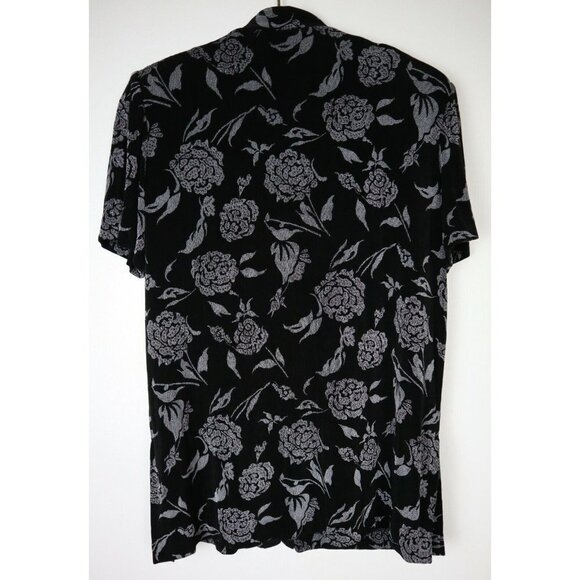 WOMEN'S BLACK FLORAL PRINT EVENING BLOUSE - R&M RICHARDS BY KAREN KWONG - SIZE M - Picture 4 of 6
